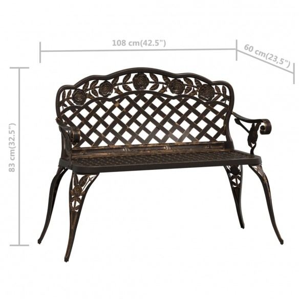 Banc de jardin 108 cm Aluminium coulé Bronze