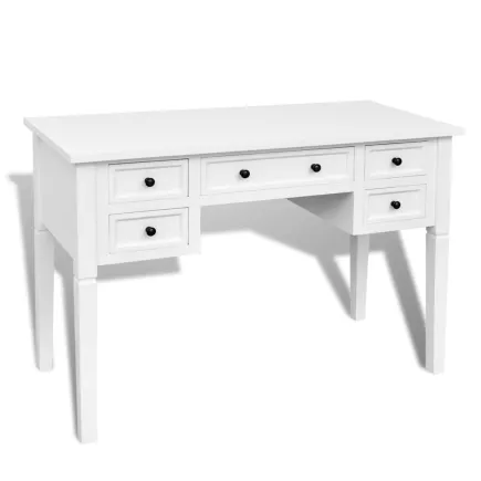 Bureau blanc à 5 tiroirs 2