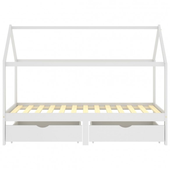Cadre de lit d'enfant avec tiroirs Blanc Pin massif 90x200 cm