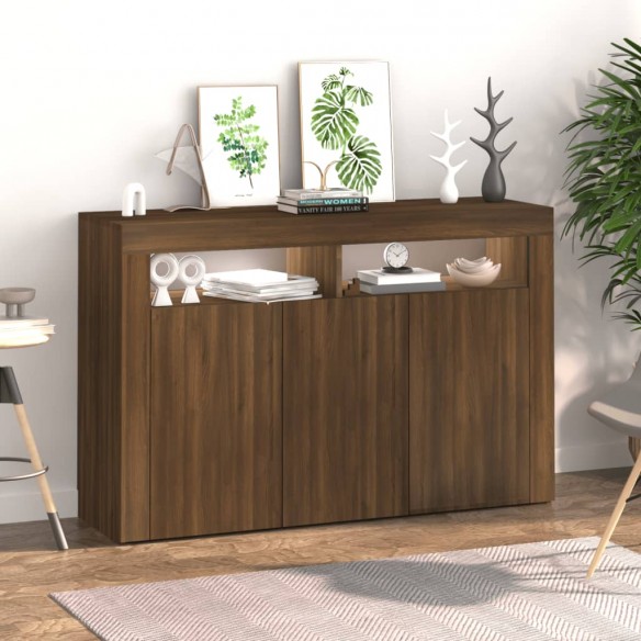 Buffet avec lumières LED chêne marron 115,5x30x75 cm