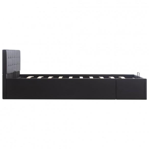 Cadre de lit à rangement hydraulique Noir Similicuir 140x200 cm
