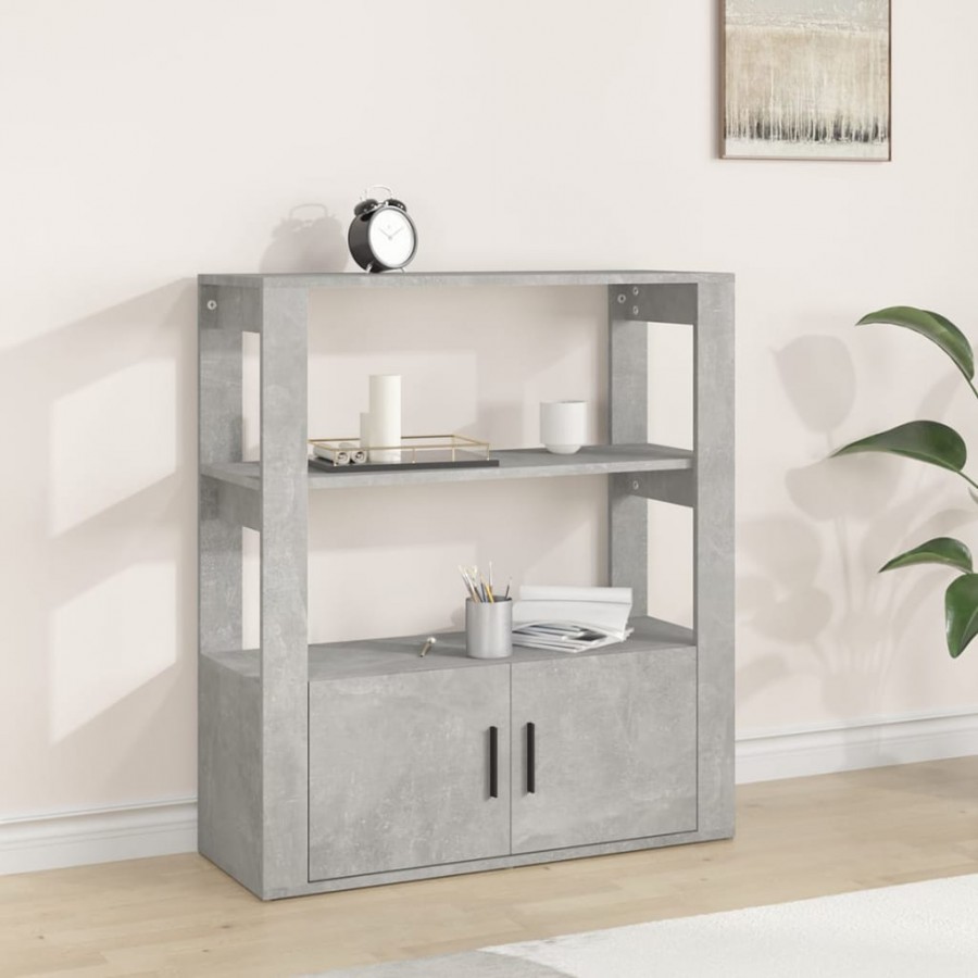 Buffet Gris béton 80x30x90 cm Bois d'ingénierie