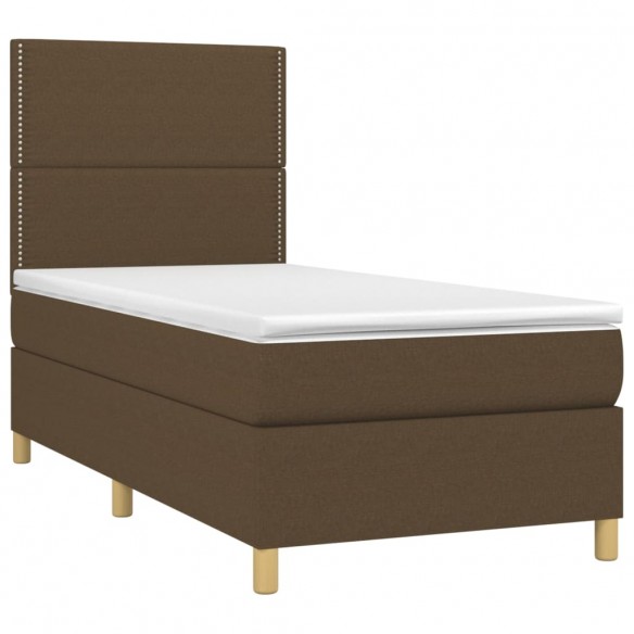 Cadre de lit avec matelas Marron foncé 90x190 cm