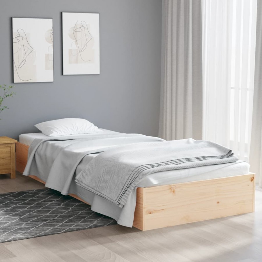 Cadre de lit bois massif 90x190 cm simple