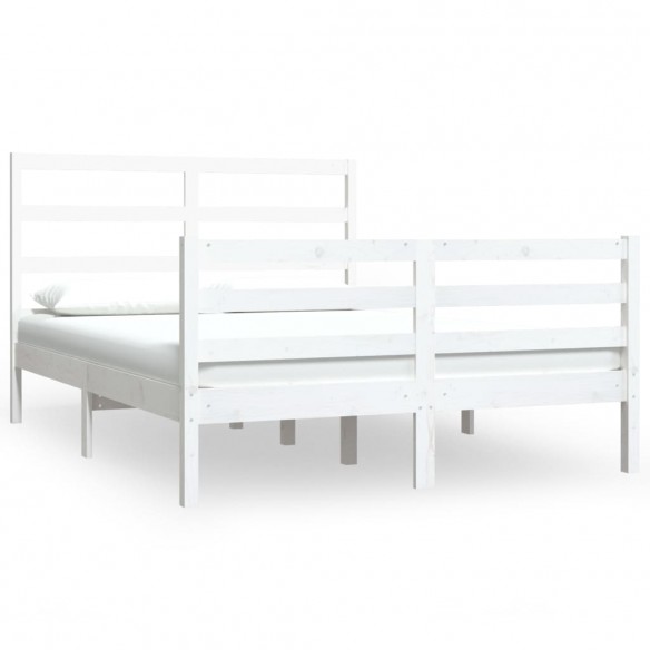 Cadre de lit Blanc Bois de pin massif 140x190 cm