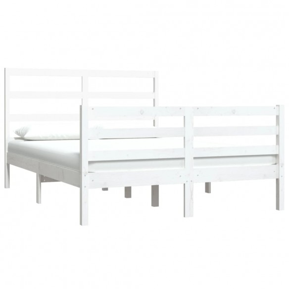 Cadre de lit Blanc Bois de pin massif 140x190 cm