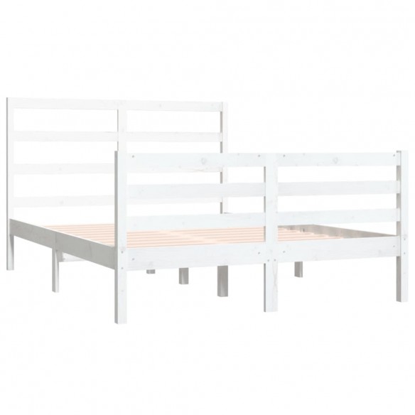 Cadre de lit Blanc Bois de pin massif 140x190 cm