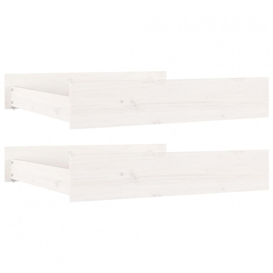 Tiroirs de lit 2 pcs blanc Bois de pin massif Tiroirs de lit 2 pcs blanc Bois de pin massif