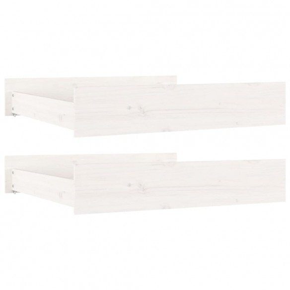 Tiroirs de lit 2 pcs blanc Bois de pin massif