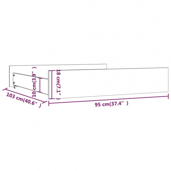 Tiroirs de lit 2 pcs blanc Bois de pin massif
