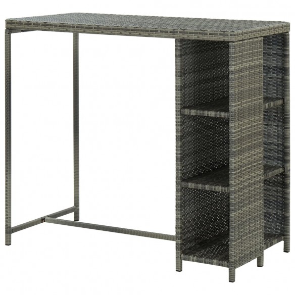 Table de bar avec rangement Gris 120x60x110 cm Résine tressée