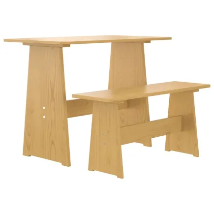 Table à manger avec banc Marron miel Bois de pin solide