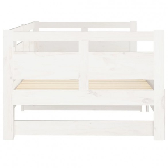 Lit coulissant Blanc Bois de pin solide 2x(90x190) cm