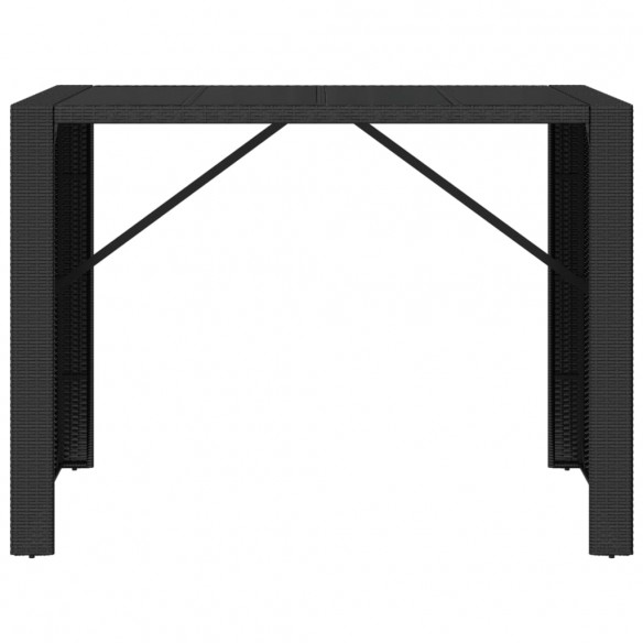 Table de bar et dessus en verre noir 145x80x110 cm poly rotin