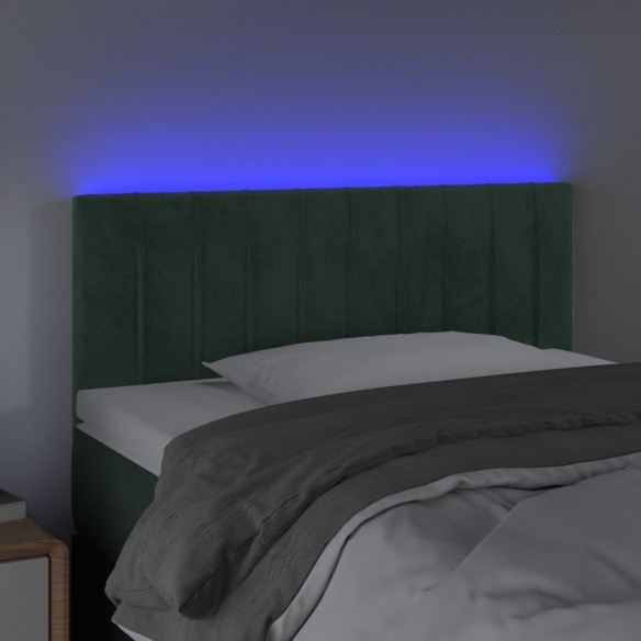Tête de lit à LED Vert foncé 100x5x78/88 cm Velours