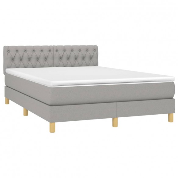 Cadre de lit et matelas et LED Gris clair 140x200 cm