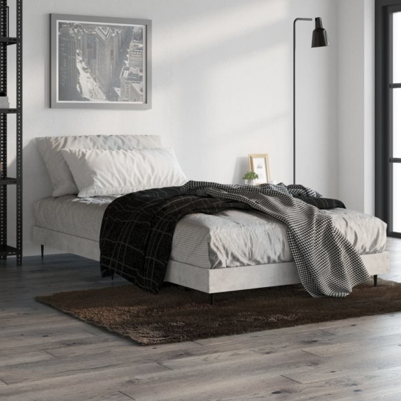 Cadre de lit gris béton 90x190 cm bois d'ingénierie