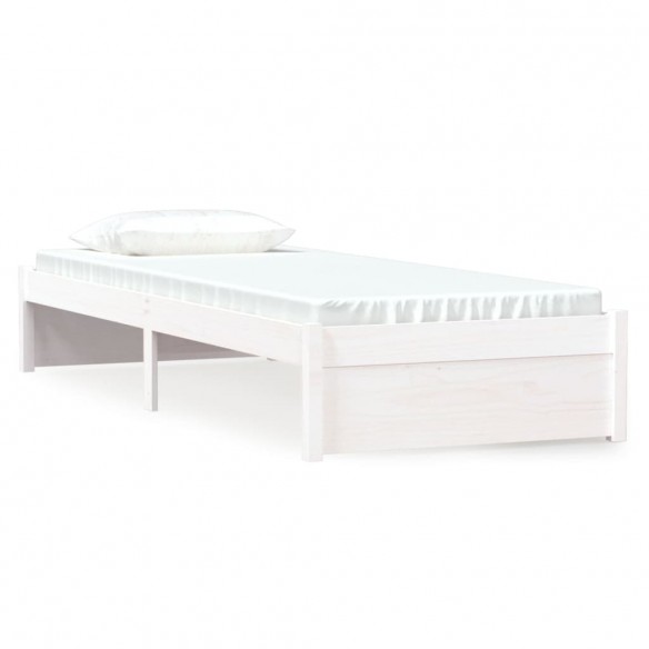 Cadre de lit Blanc Bois massif 75x190 cm Petit simple