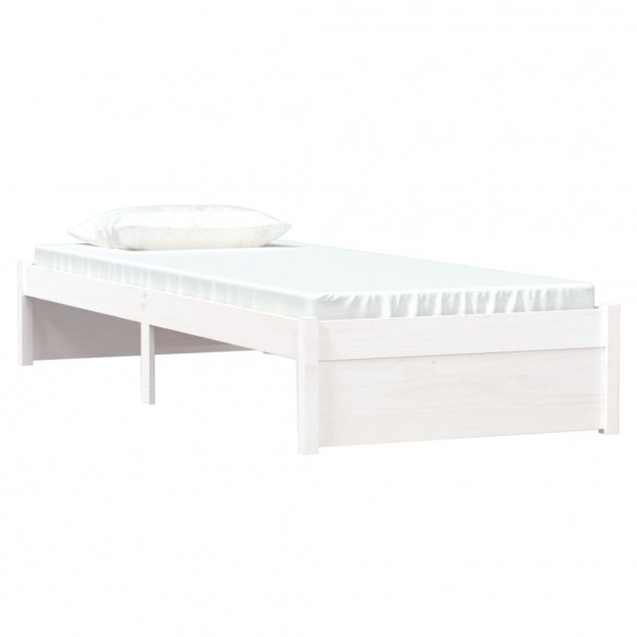 Cadre de lit Blanc Bois massif 75x190 cm Petit simple