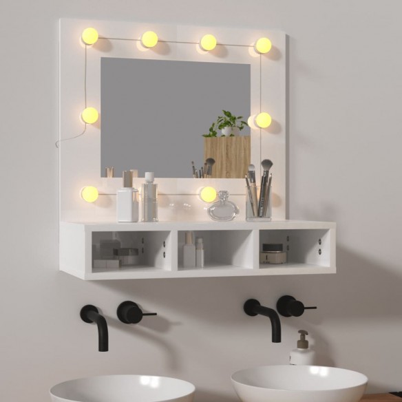 Armoire à miroir avec LED Blanc brillant 60x31,5x62 cm