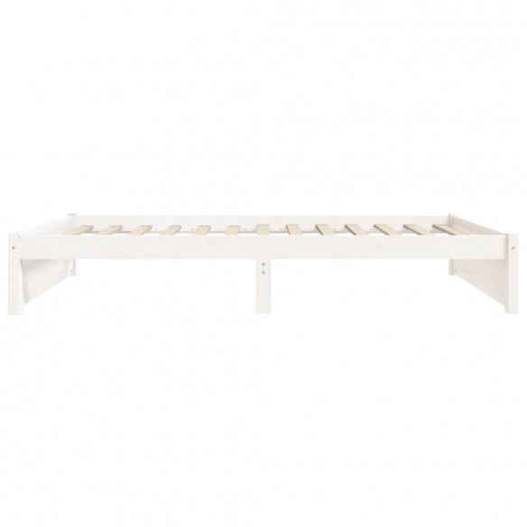 Cadre de lit Blanc Bois massif 75x190 cm Petit simple