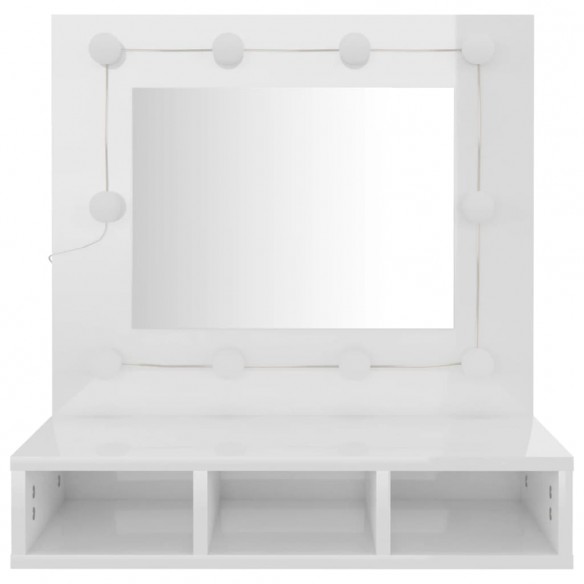 Armoire à miroir avec LED Blanc brillant 60x31,5x62 cm