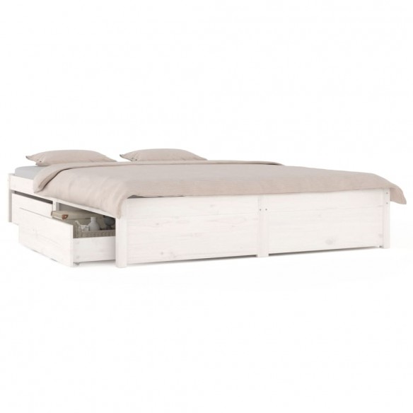 Cadre de lit avec tiroirs Blanc 180x200 cm Super King