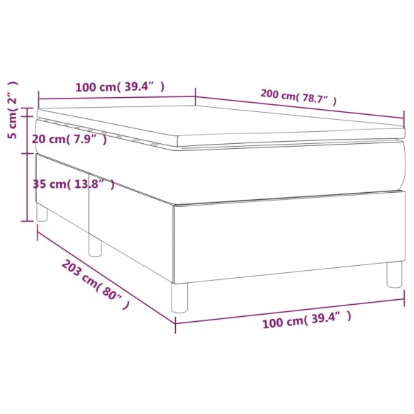 Sommier à lattes de lit avec matelas Gris clair 100x200cm Tissu