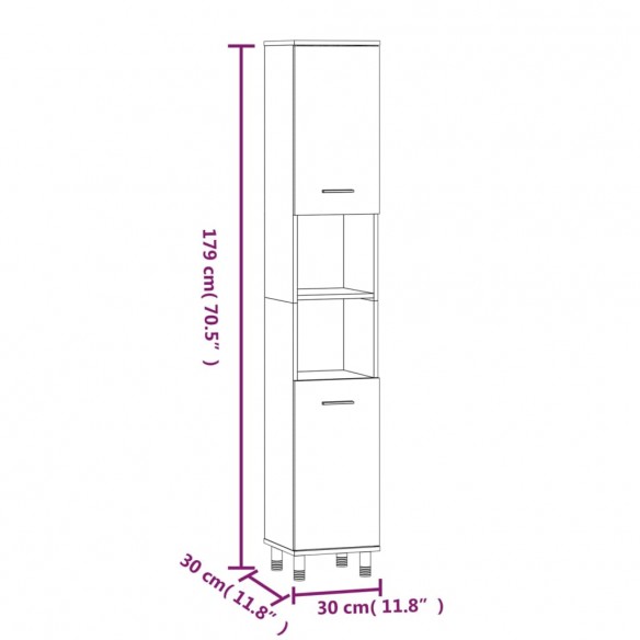 Ensemble d'armoires de salle de bain 3 pcs chêne fumé