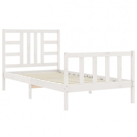 Cadre de lit avec tête de lit blanc 90x190 cm bois massif