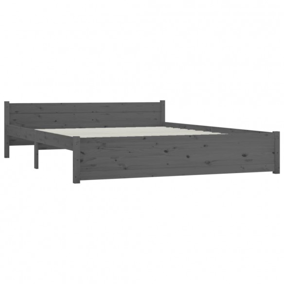 Cadre de lit Gris Bois massif 140x190 cm