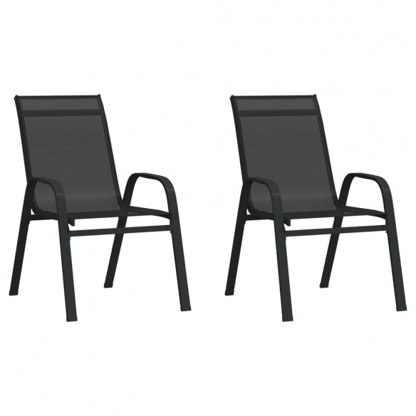 Chaises empilables de jardin 2 pcs Noir Tissu textilène