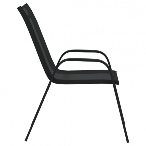 Chaises empilables de jardin 2 pcs Noir Tissu textilène