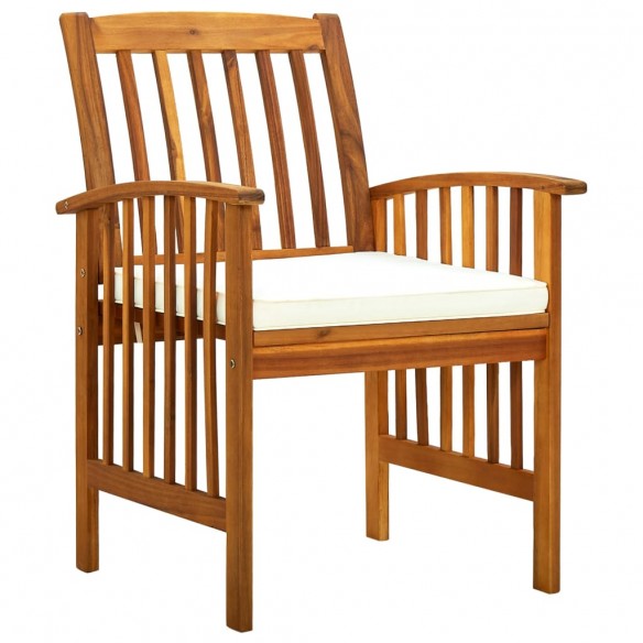 Chaises à dîner de jardin 3pcs et coussins Bois d'acacia massif