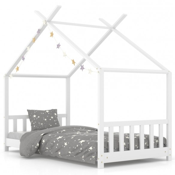 Lit d'enfant Blanc Bois de pin massif 70x140 cm