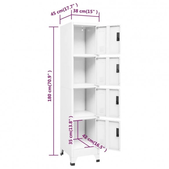 Armoire à casiers Blanc 38x45x180 cm Acier