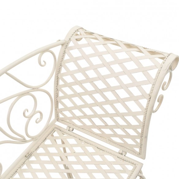 Chaise longue de jardin 128 cm Métal Antique Blanc