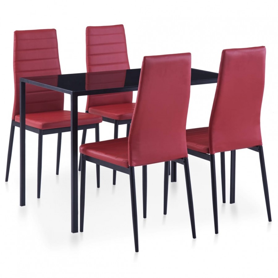 Mobilier de salle à manger 5 pcs Rouge bordeaux