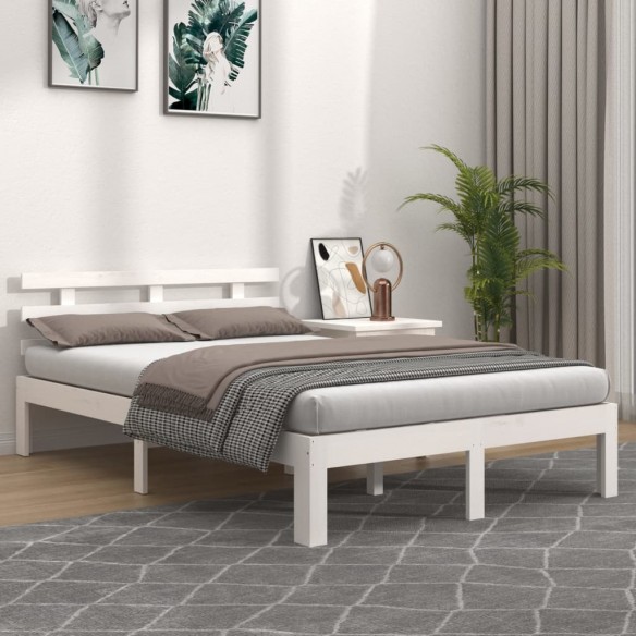 Cadre de lit Blanc Bois massif 180x200 cm Super King