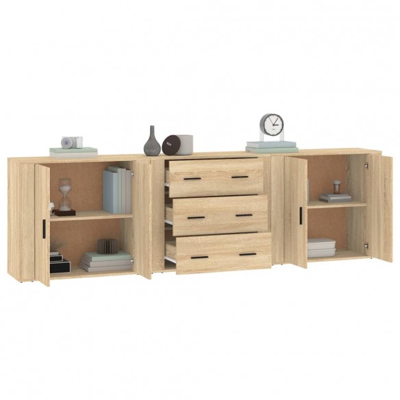 Buffets 3 pcs Chêne sonoma Bois d'ingénierie