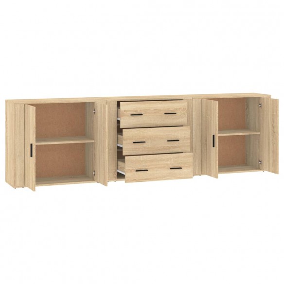 Buffets 3 pcs Chêne sonoma Bois d'ingénierie