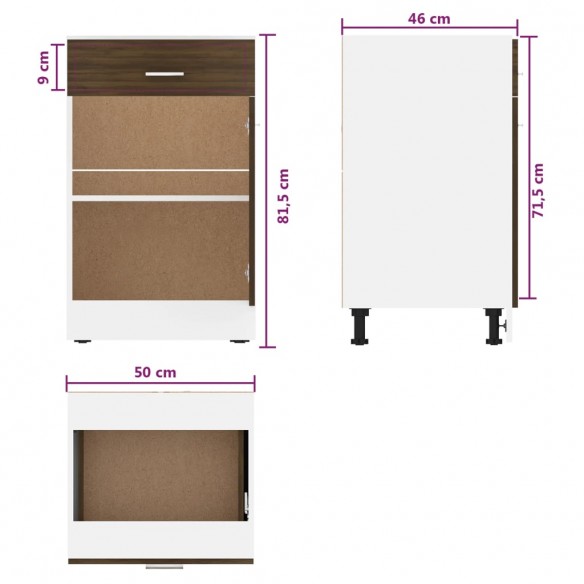 Armoire de plancher à tiroir Chêne marron 50x46x81,5 cm