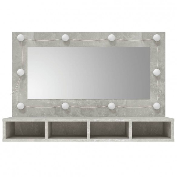 Armoire à miroir avec LED Gris béton 90x31,5x62 cm