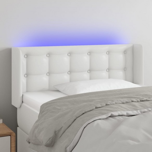 Tête de lit à LED Blanc 103x16x78/88 cm Similicuir