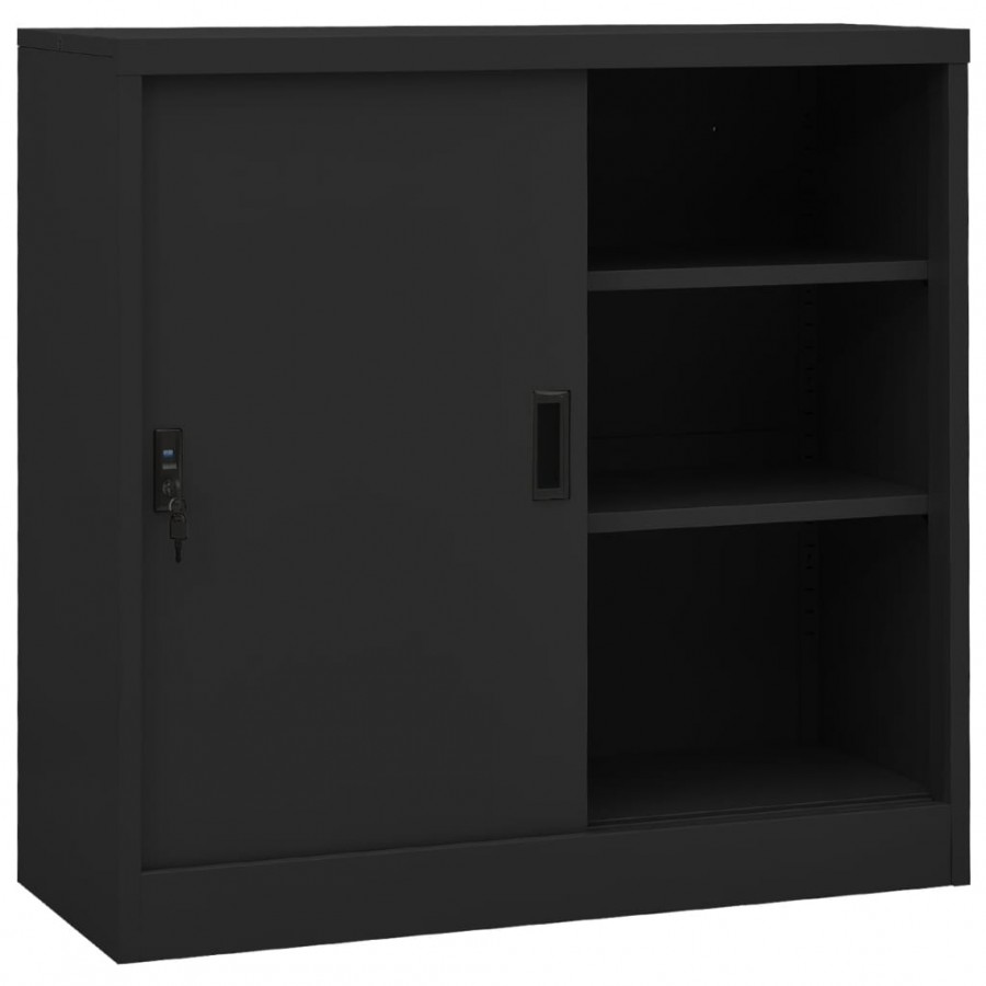 Armoire de bureau porte coulissante Anthracite 90x40x90cm Acier