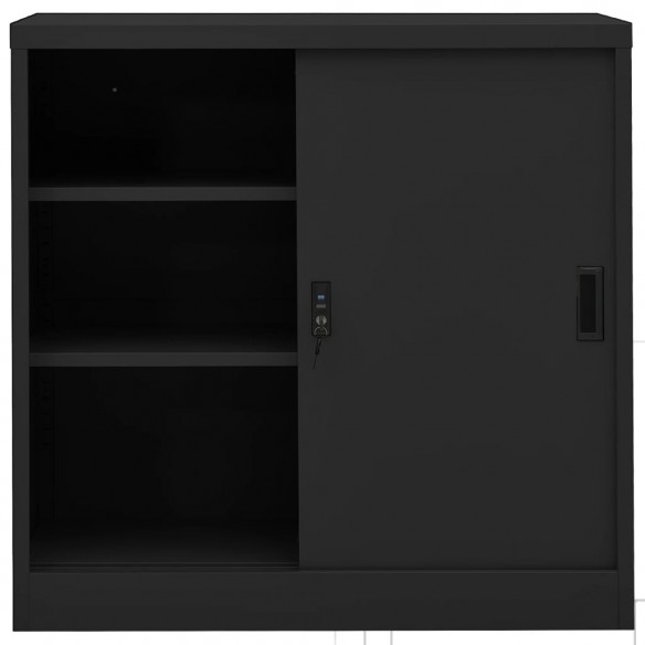 Armoire de bureau porte coulissante Anthracite 90x40x90cm Acier