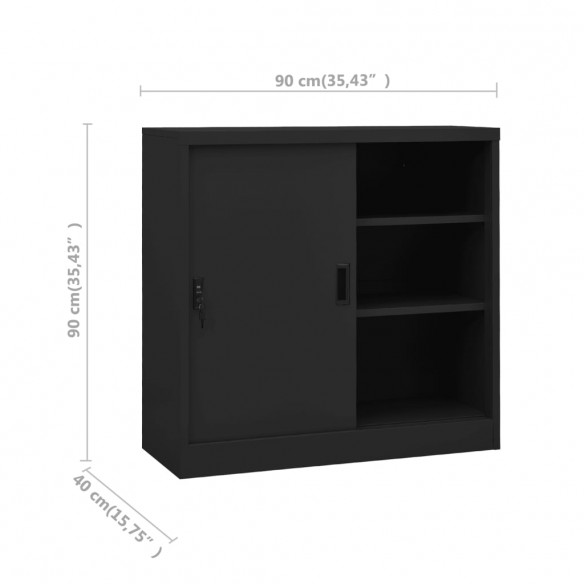 Armoire de bureau porte coulissante Anthracite 90x40x90cm Acier