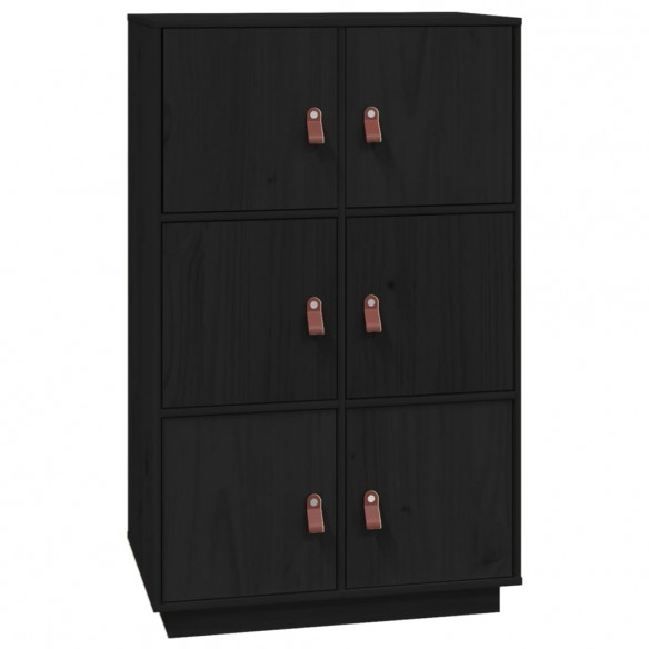 Buffet haut Noir 67x40x108,5 cm Bois massif de pin