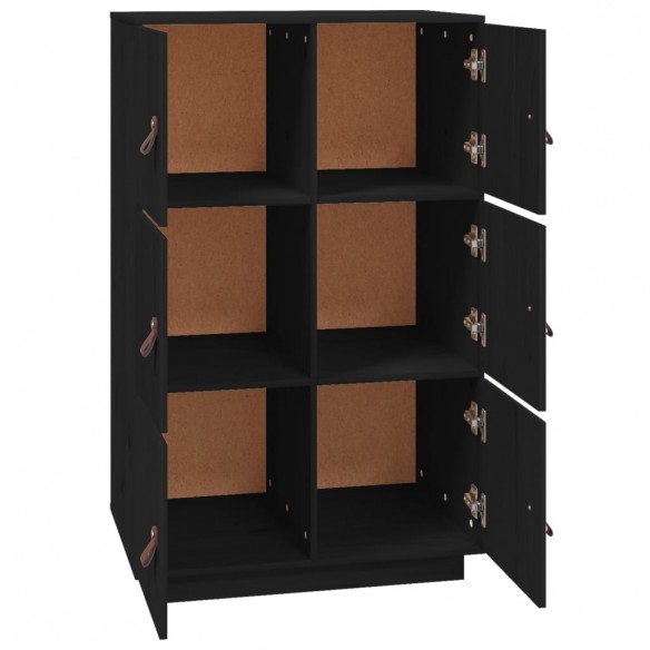 Buffet haut Noir 67x40x108,5 cm Bois massif de pin