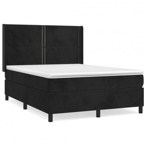 Cadre de lit avec matelas Noir 140x190 cm Velours